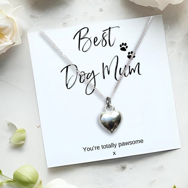 Small Best Dog Mum Gift Hamper Sterling Silver Necklace Chocs & Wax Candle