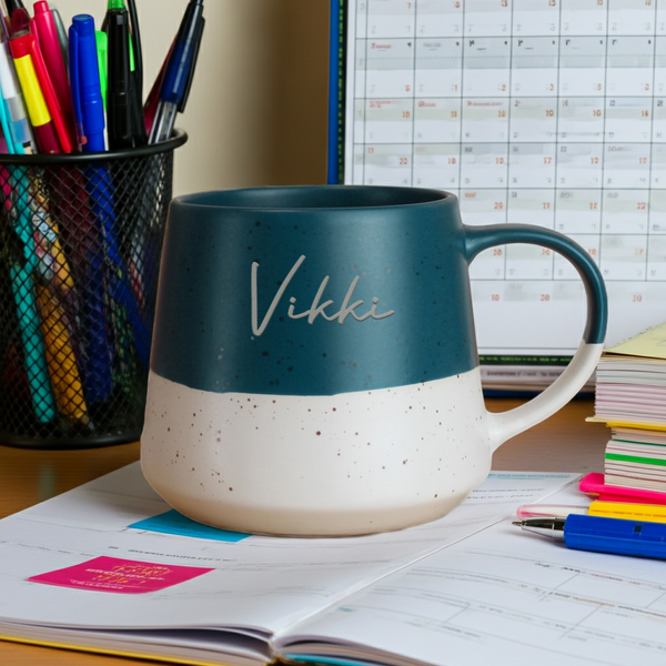 Personalised Name Blue Speckled Ceramic Mug