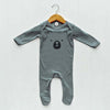 Newborn Baby Sleepsuit, Grey, Bear Face print