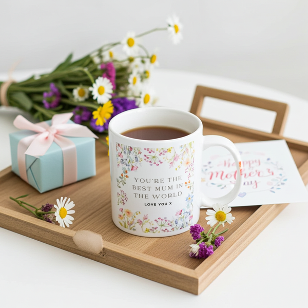 Best Mum Personalised Ceramic Floral Mug