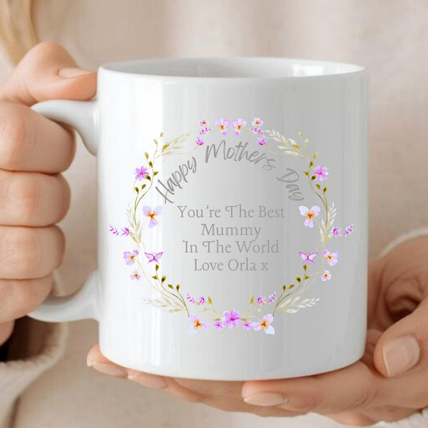 Happy Mother's Day Pretty Flowers Personalised Ceramic Mug