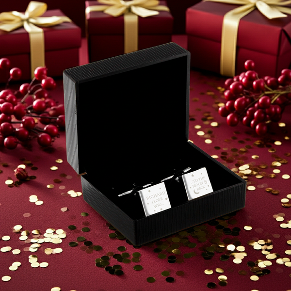 Personalised To the Moon and Back Square Cufflinks