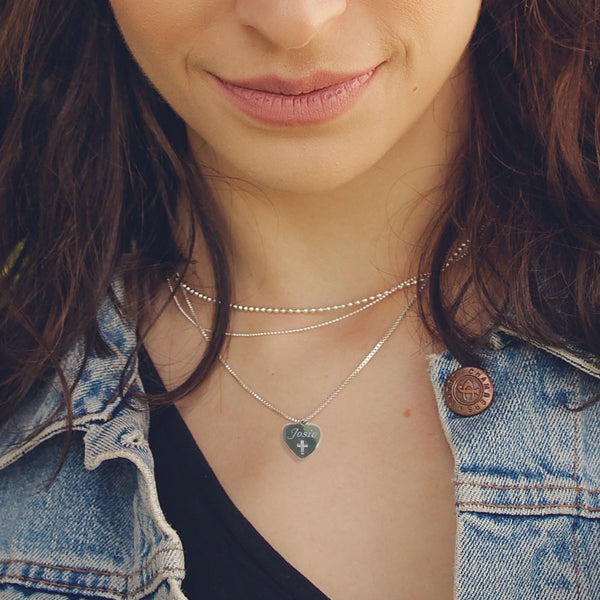 Personalised Sterling Silver Heart & Symbol Necklace