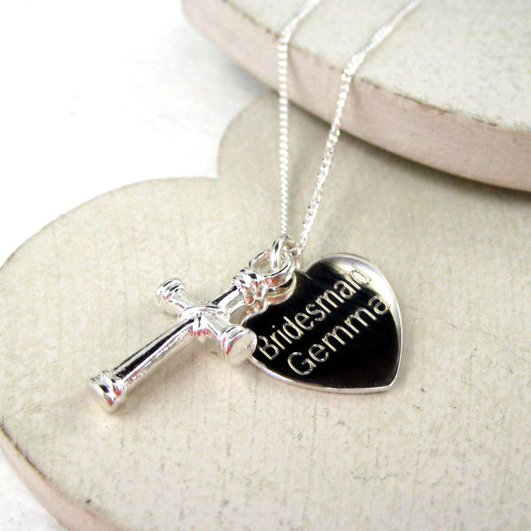 Personalised Sterling Silver Cross Charm Necklace