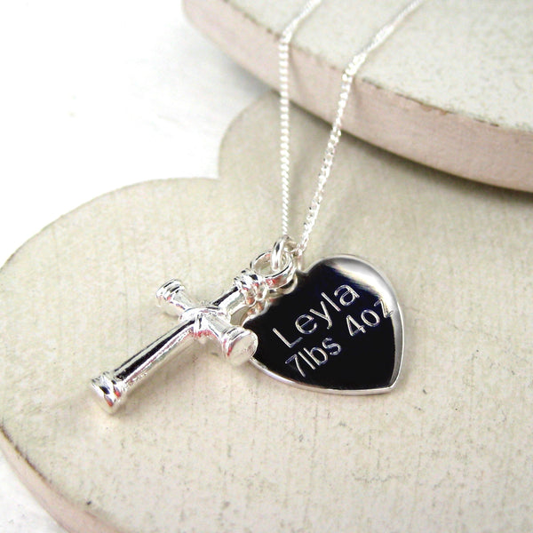 Personalised Sterling Silver Cross Charm Necklace