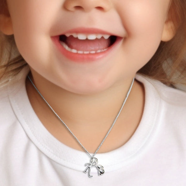 Personalised Initial Sterling Silver Chain Bunny Rabbit Charm Necklace