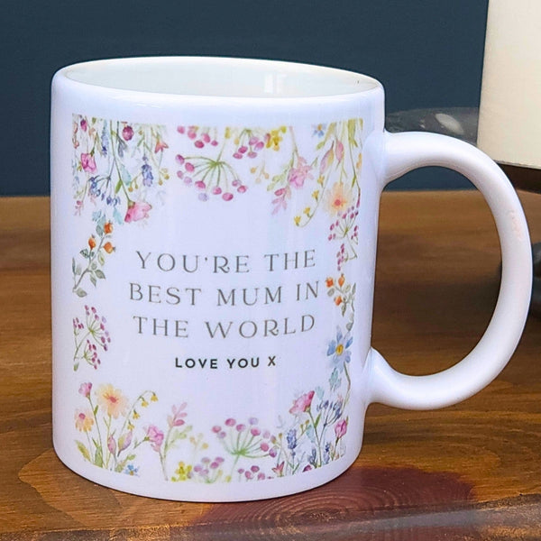 Best Mum Personalised Ceramic Floral Mug