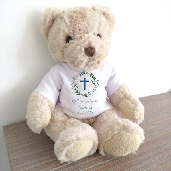 Personalised Christening Teddy & Ceramic Gift Hamper-Baby Girl or Boy UK