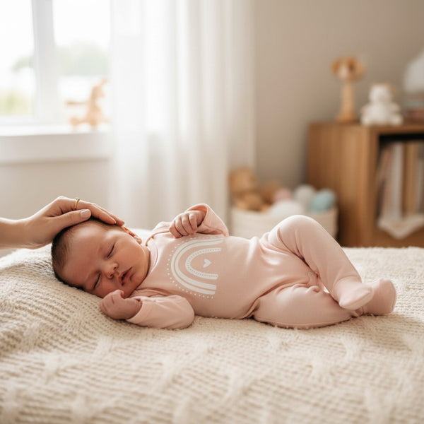Baby Girls Sleepsuit, Blush Pink, Rainbow Print, 0-3 months