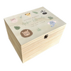 Personalised Jungle Animals New Baby Wooden Memory Box