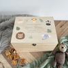 Personalised Jungle Animals New Baby Wooden Memory Box