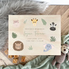 Personalised Jungle Animals New Baby Wooden Memory Box