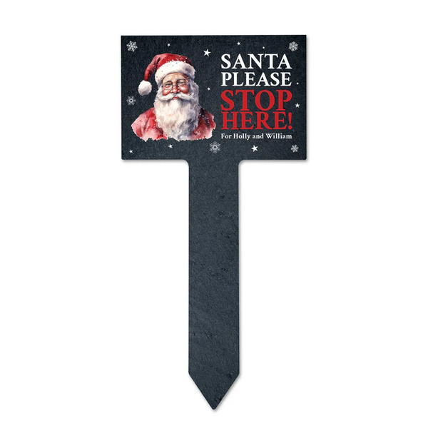 Personalised Traditional Santa Please Stop Here slate Sign