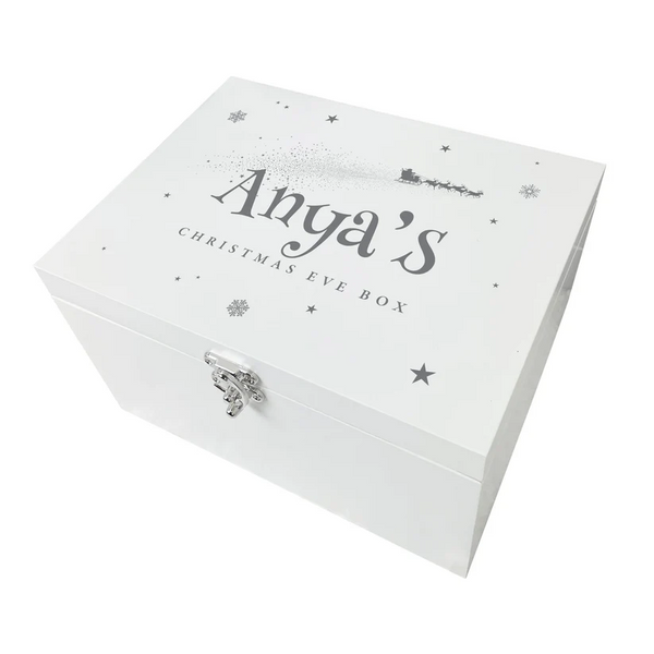 Personalised White Wooden Santa Sleigh Christmas Eve Box