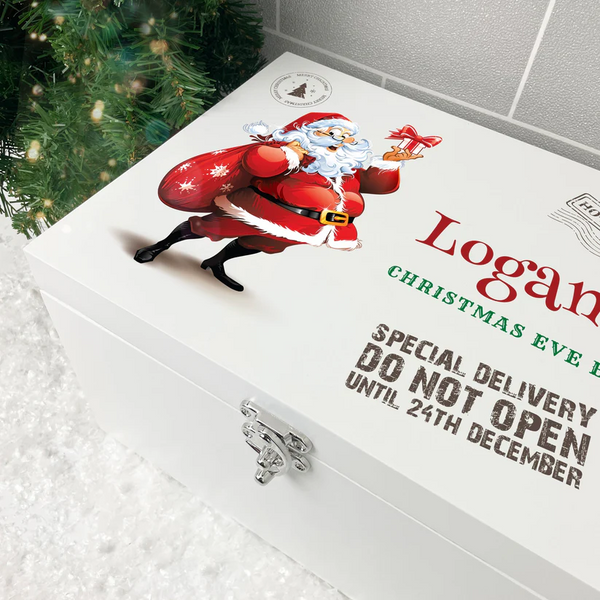Personalised White Wooden Santa Christmas Eve Box