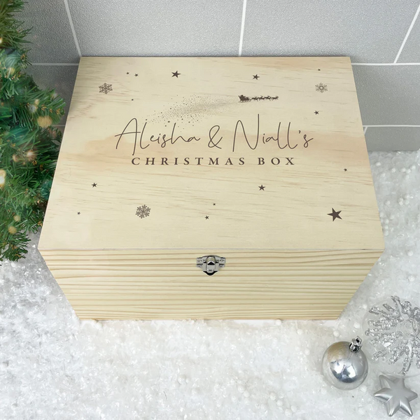 Personalised Couples Wooden Christmas Eve Box