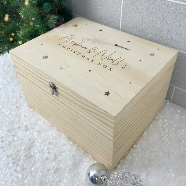 Personalised Couples Wooden Christmas Eve Box