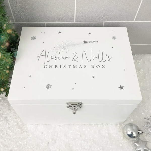 Personalised White Wooden Couples Christmas Eve Box