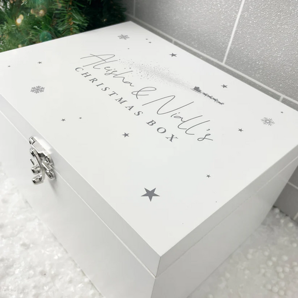Personalised White Wooden Couples Christmas Eve Box