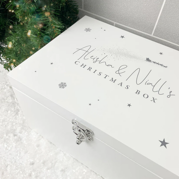 Personalised White Wooden Couples Christmas Eve Box