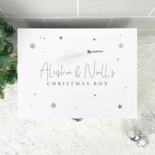 Personalised White Wooden Couples Christmas Eve Box