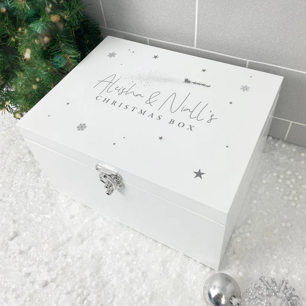Personalised White Wooden Couples Christmas Eve Box
