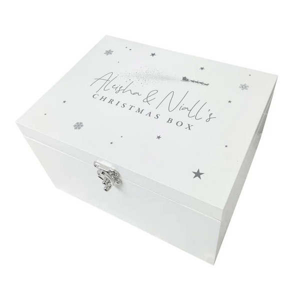 Personalised White Wooden Couples Christmas Eve Box
