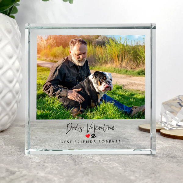 Personalised Pet Heart & Paw Photo Upload Crystal Token