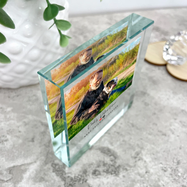 Personalised Pet Heart & Paw Photo Upload Crystal Token