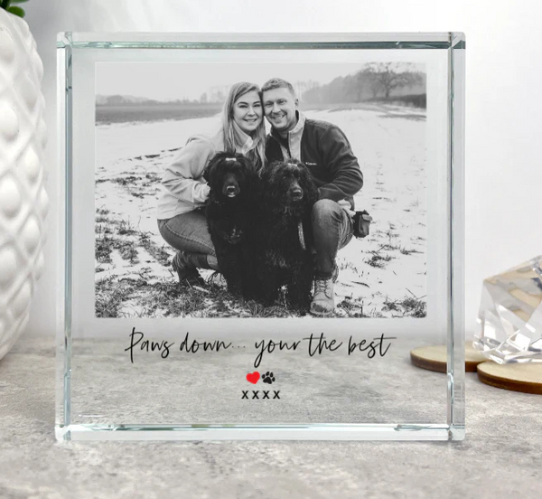 Personalised Pet Heart & Paw Photo Upload Crystal Token