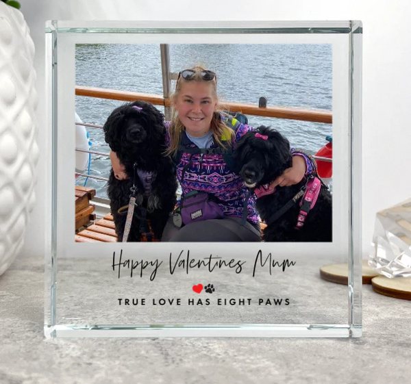 Personalised Pet Heart & Paw Photo Upload Crystal Token
