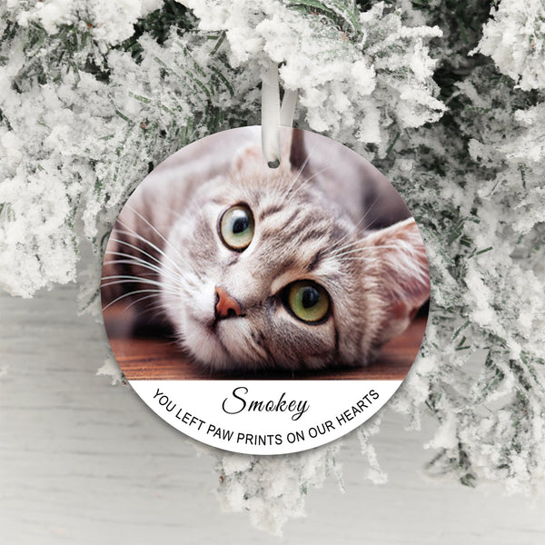 Personalised Paw Prints On Our Hearts Photo Upload Hanging Decoration