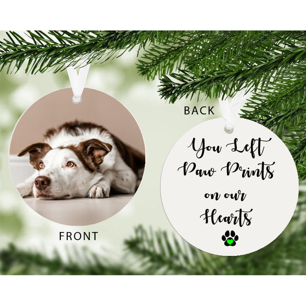 Personalised Pawprints on Our Hearts Photo Upload Hanging Decoration