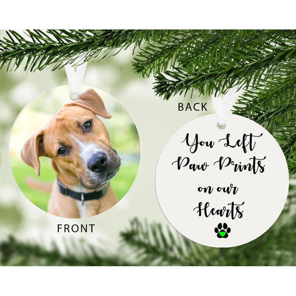 Personalised Pawprints on Our Hearts Photo Upload Hanging Decoration