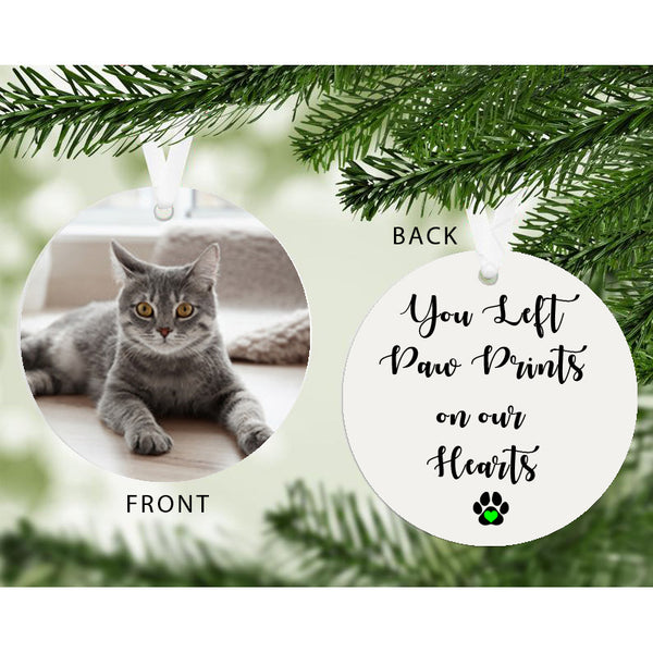 Personalised Pawprints on Our Hearts Photo Upload Hanging Decoration