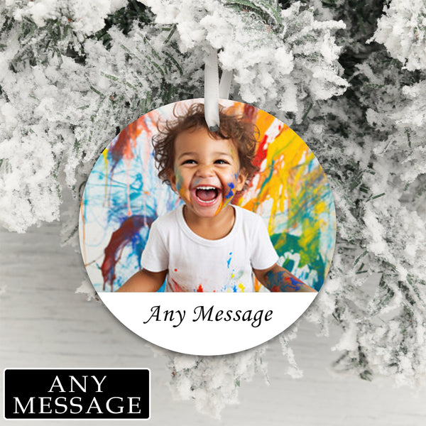 Personalised Double Side Message and Photo Upload Hanging Decoration