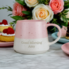 Personalised Pink Dipped Speckled Ceramic Mug