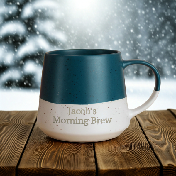 Personalised Blue Dipped Speckled Ceramic Mug