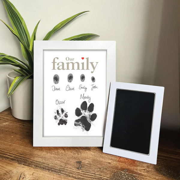 Personalised Framed Family Finger-Paw Print Frame With Ink Kit