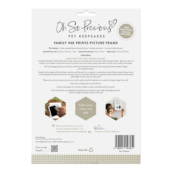 Personalised Framed Family Finger-Paw Print Frame With Ink Kit