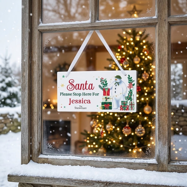 Personalised The Snowman Christmas Wishes Santa Stop Here Sign