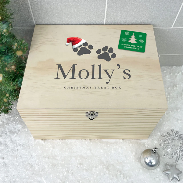 Personalised Santa Hat Paws Pet Christmas Eve Box