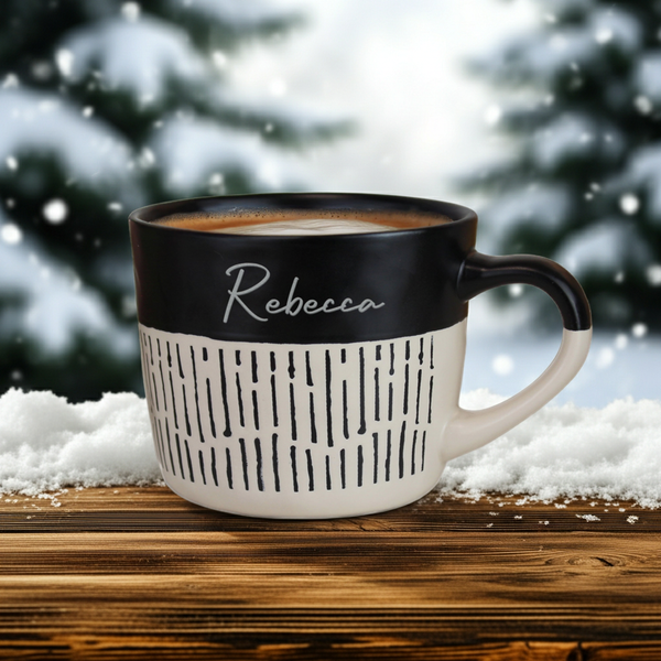Personalised Black Dipped Dash Ceramic Mug