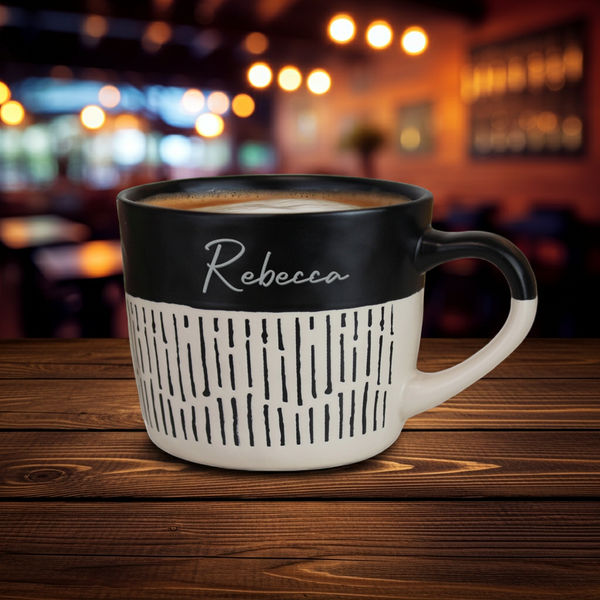 Personalised Black Dipped Dash Ceramic Mug