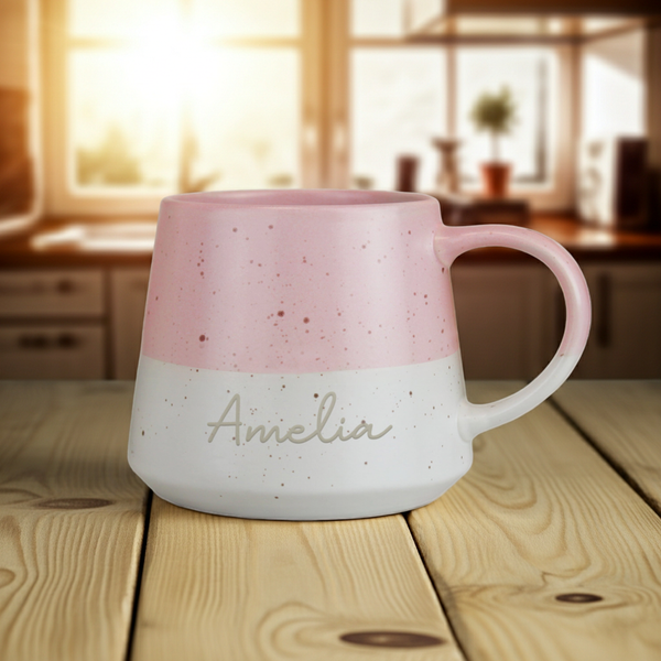 Personalised Name Pink Speckled Ceramic Mug