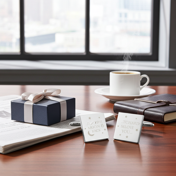 Personalised To the Moon and Back Square Cufflinks