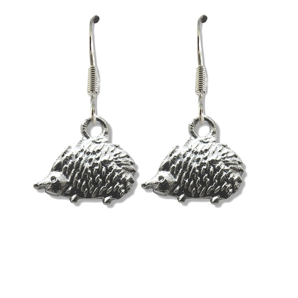 Hedgehog Sterling Silver Drop Earrings - Cute Gift for Women