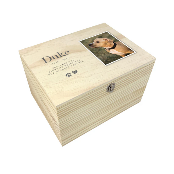 Personalised Wooden Sketch Pet Photo Upload Memorial Keepsake Box