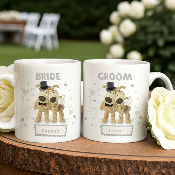 Personalised Boofle Wedding Couple Ceramic Mug Set