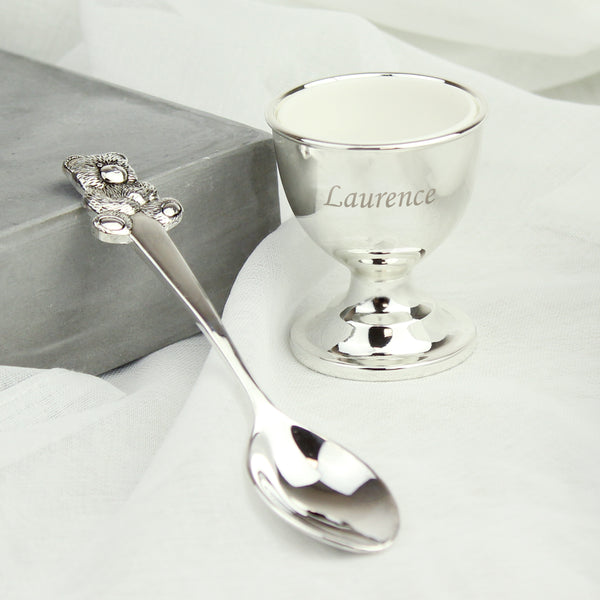 Personalised Silver Plated Egg Cup & Spoon
